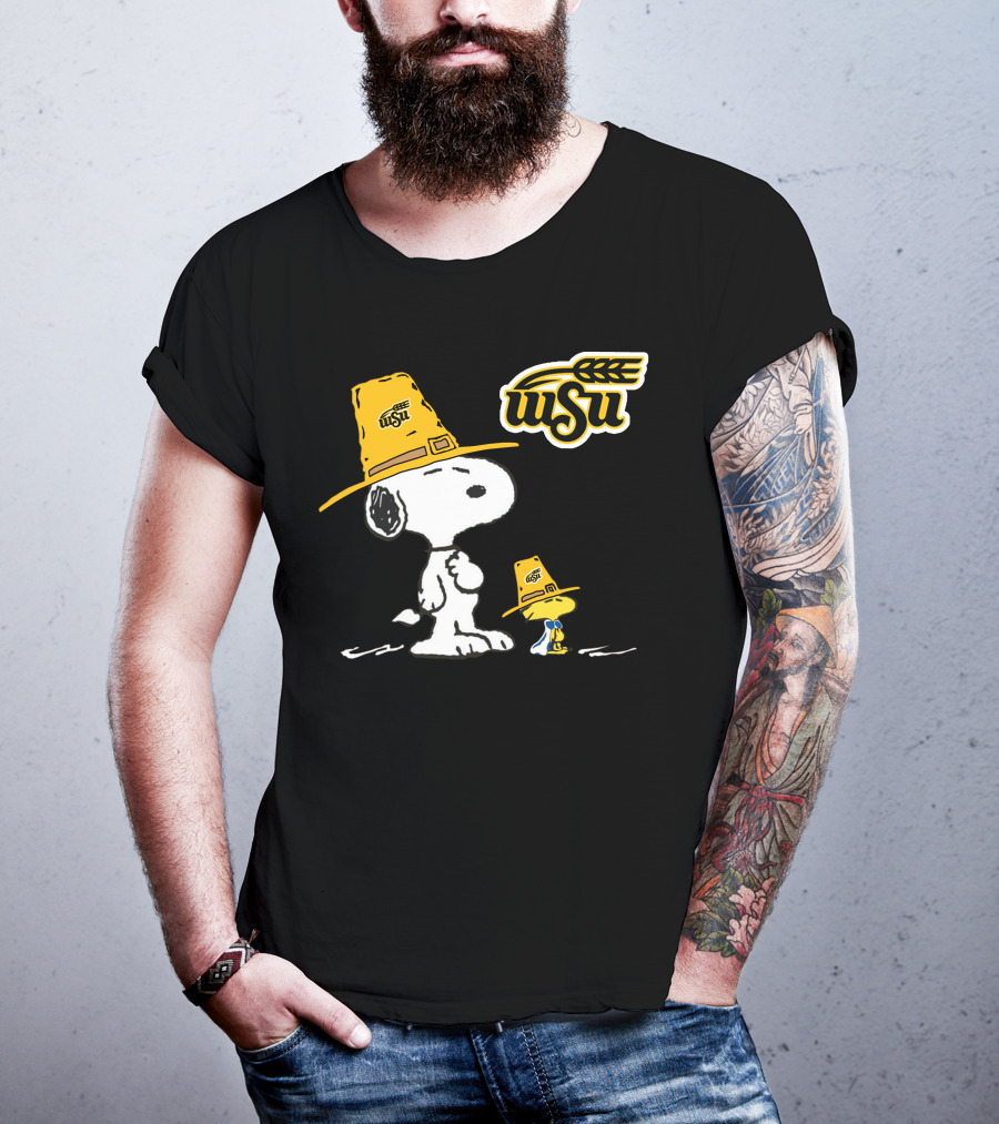 Wichita State WSU Snoopy Woodstock Pilgrim Hat T-Shirt