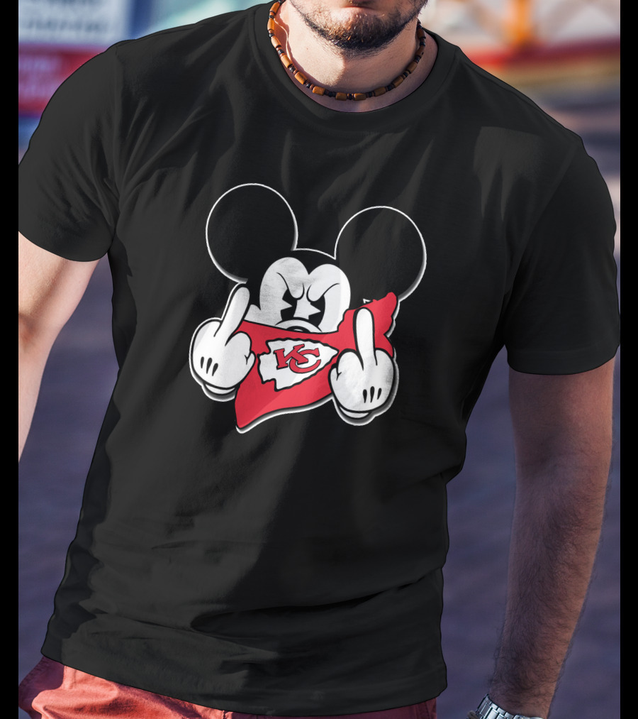 Mickey Mouse Chiefs Kc Red Bandana Gesture T-Shirt