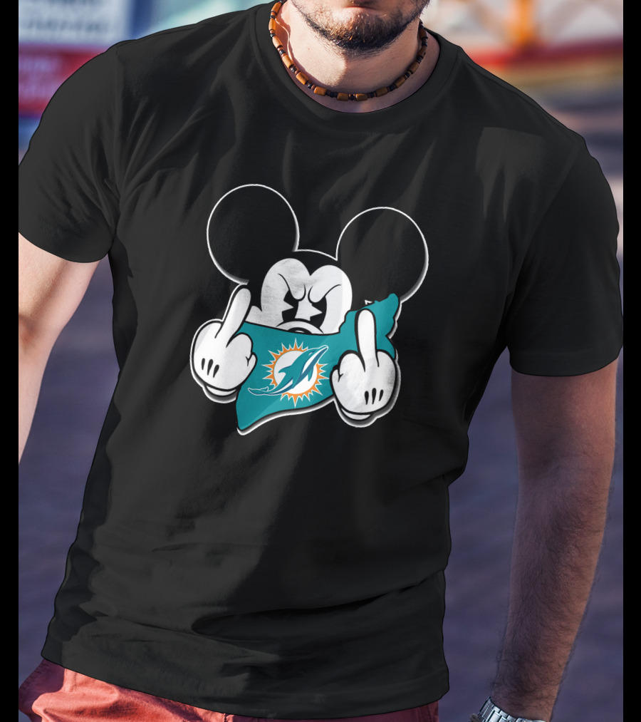 Mickey Mouse Miami Dolphins Logo Gesture T-Shirt