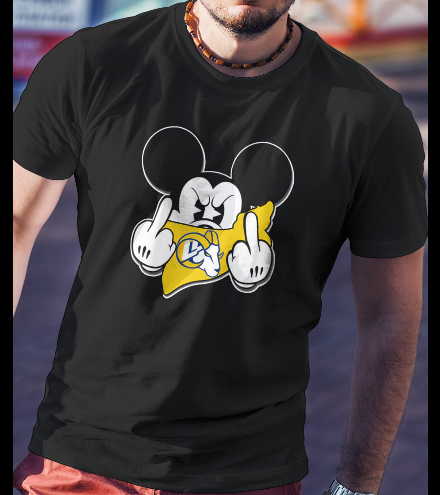 Mickey Mouse Angry Rams Logo Gesture T-Shirt
