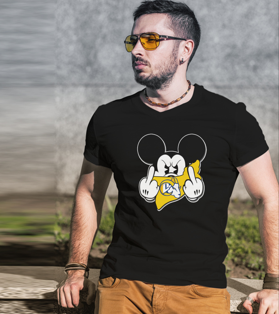 Mickey Mouse Angry Rams Logo Gesture T-Shirt