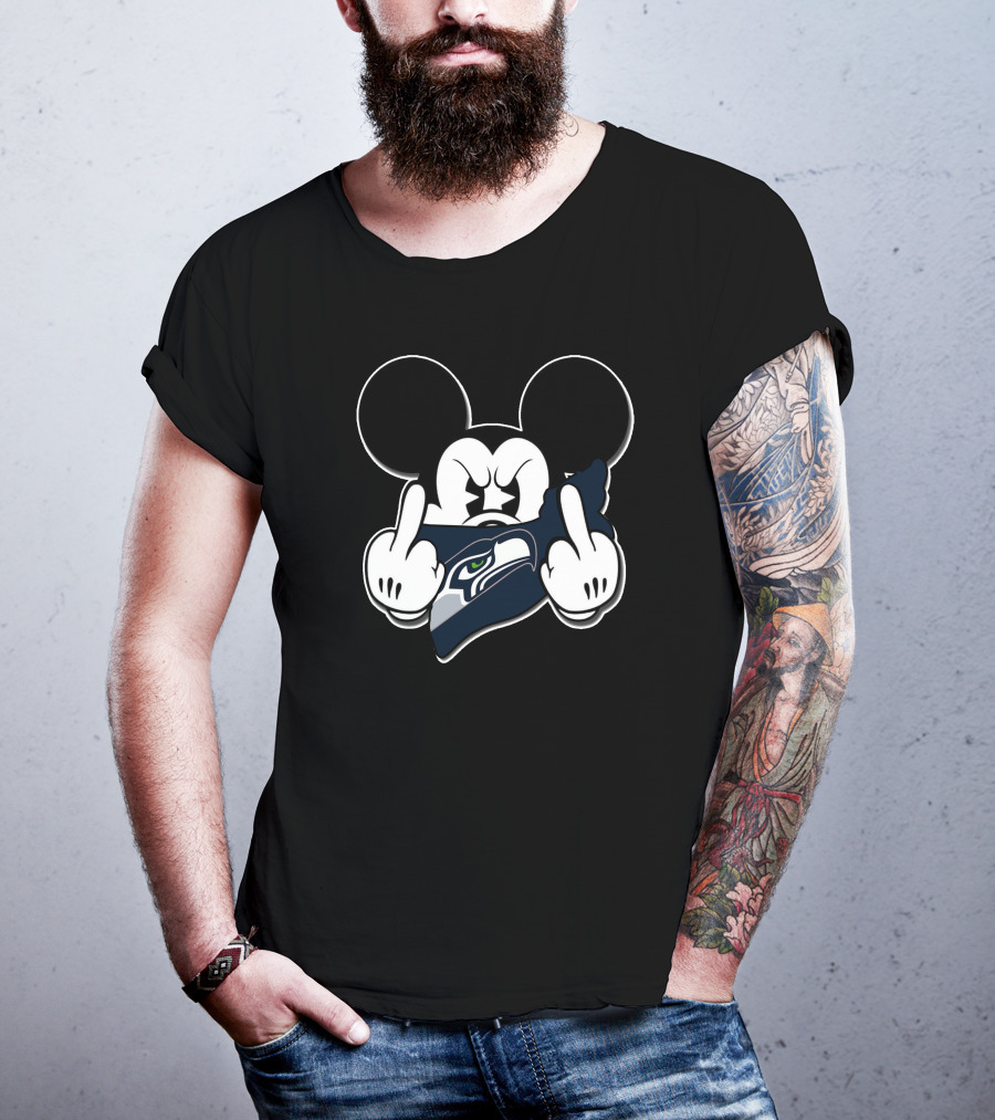 Mickey Mouse Seahawks Fan Fandom Gesture T-Shirt