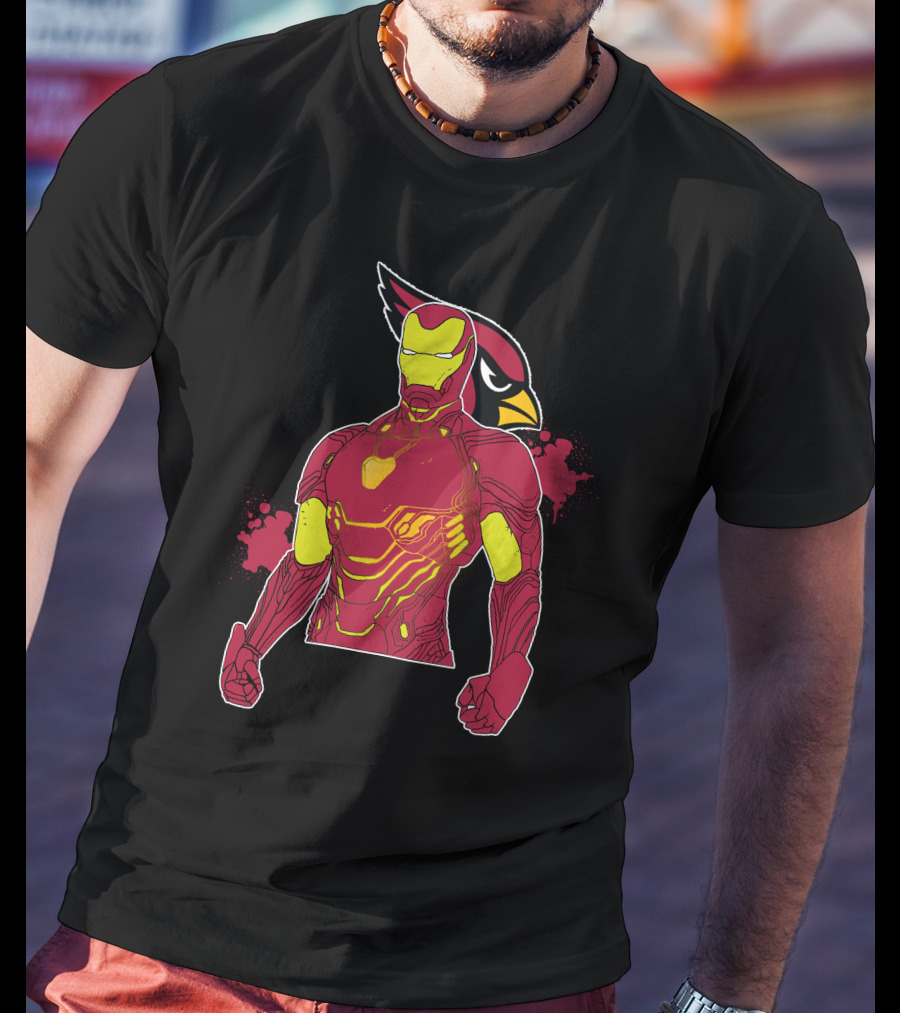 Iron Man Marvel Superhero Meets Arizona Cardinals Nfl Crossover T-Shirt