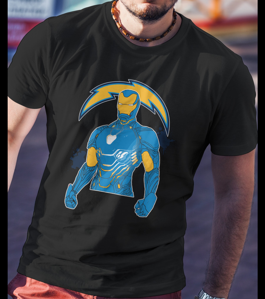 Iron Man Chargers Superhero Fusion T-Shirt