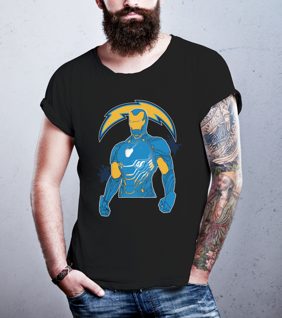 Iron Man Chargers Superhero Fusion T-Shirt