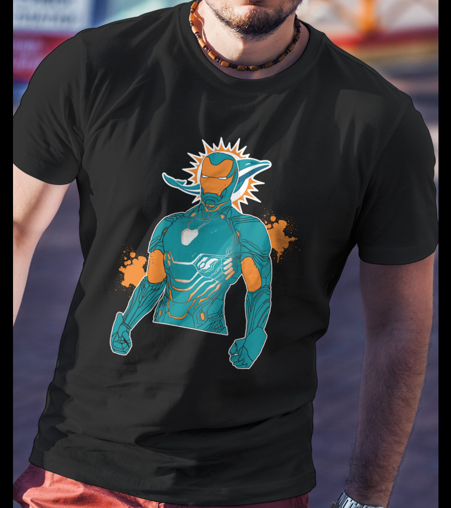 Miami Dolphins Iron Man Crossover T-Shirt