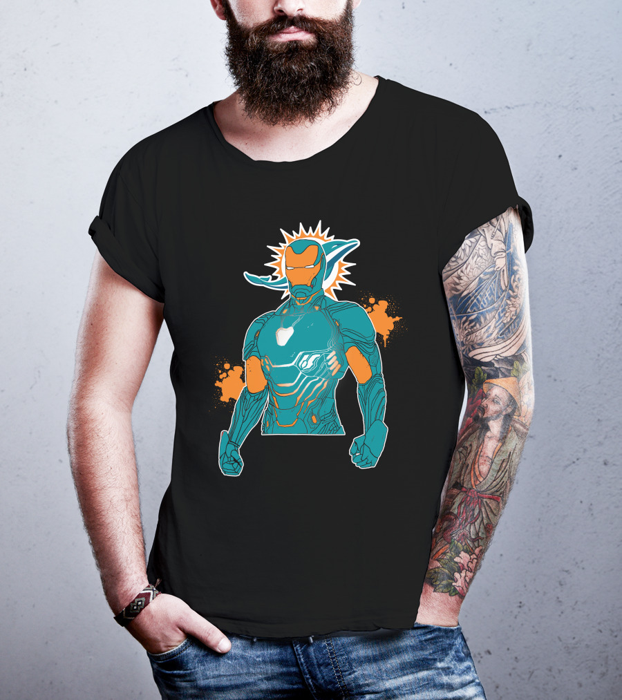 Miami Dolphins Iron Man Crossover T-Shirt