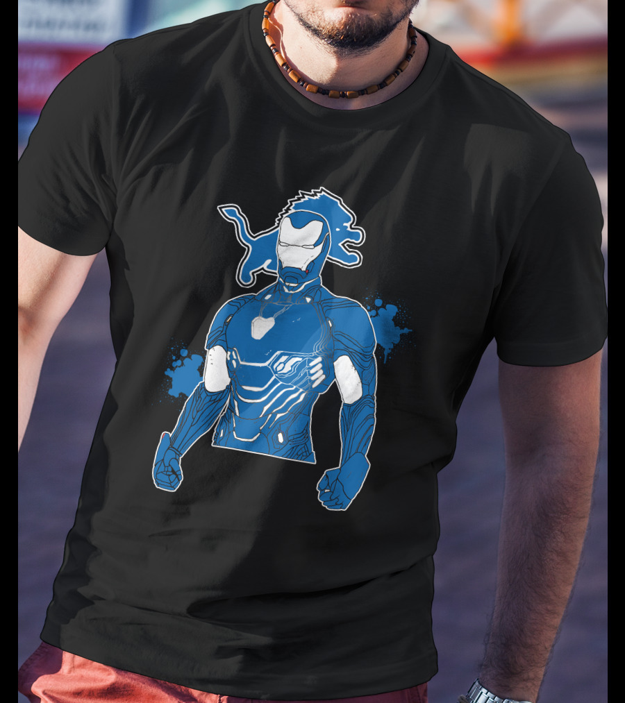 Iron Man Detroit Lions Nfl Crossover T-Shirt