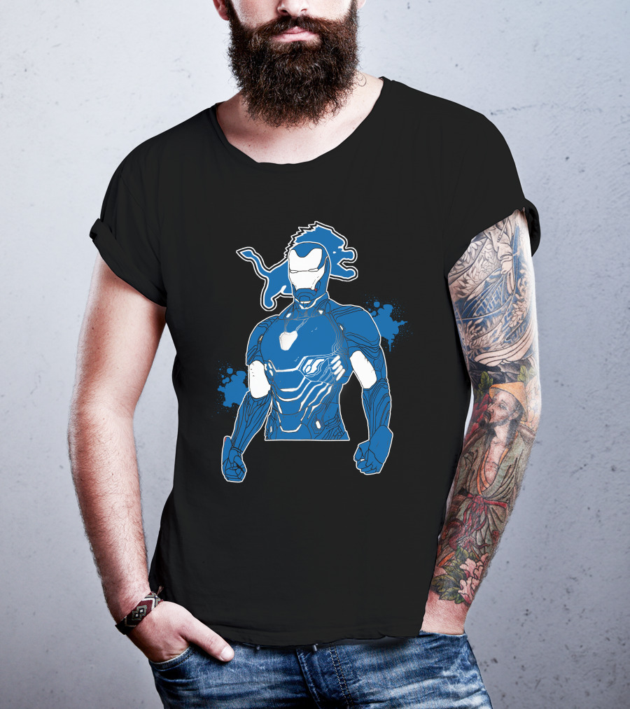 Iron Man Detroit Lions Nfl Crossover T-Shirt