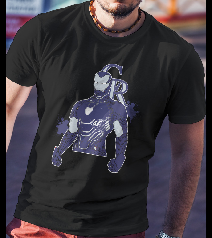 Iron Man Colorado Rockies Crossover Fan Collaboration T-Shirt