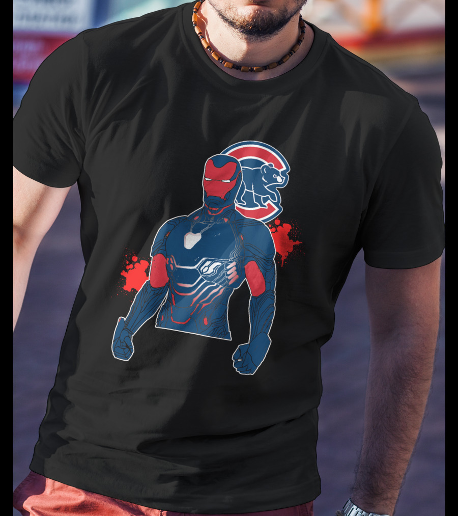 Iron Man Meets Chicago Cubs Crossover T-Shirt