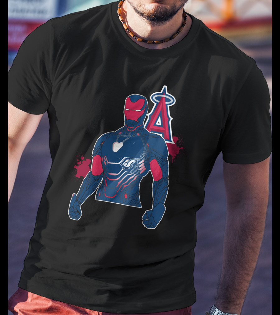 Iron Man Suit With Los Angeles Angels Halo T-Shirt
