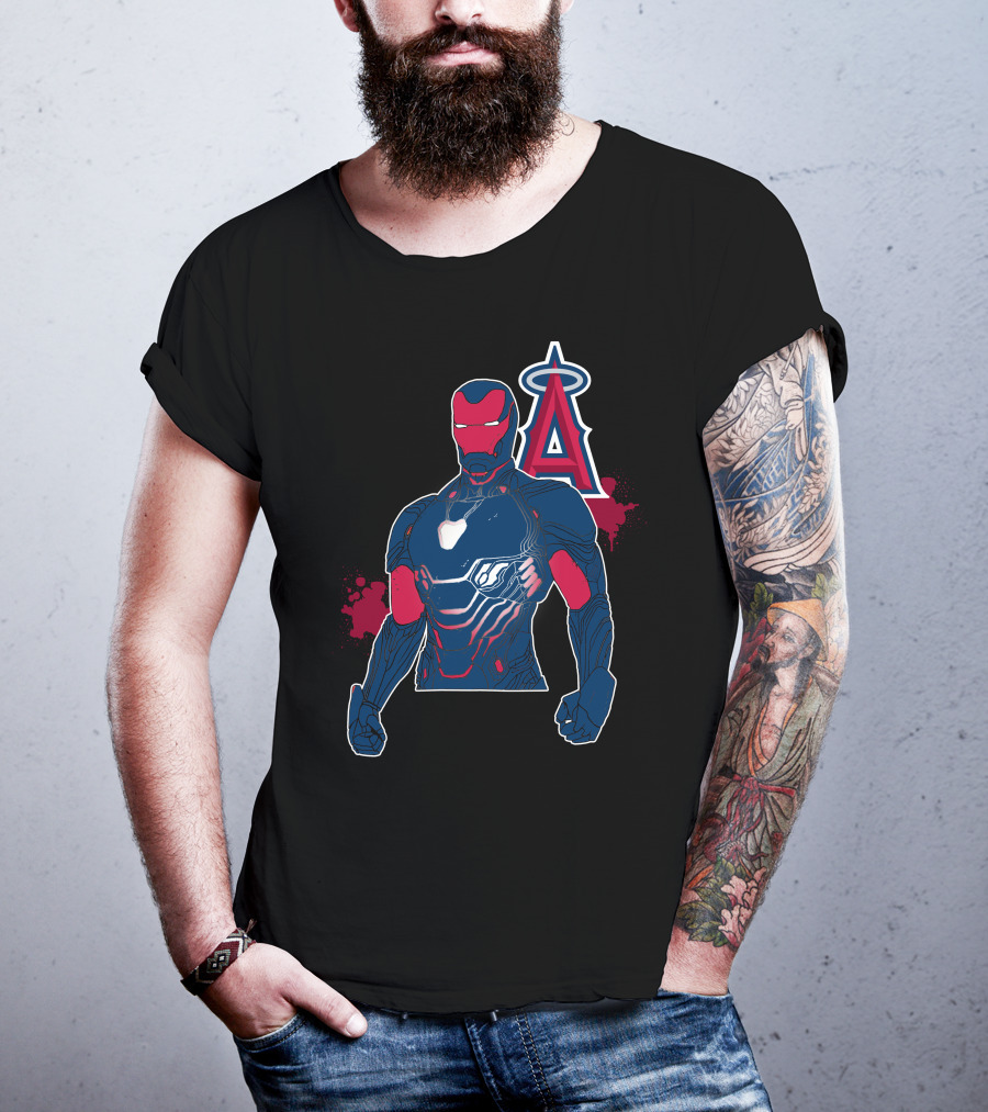 Iron Man Suit With Los Angeles Angels Halo T-Shirt