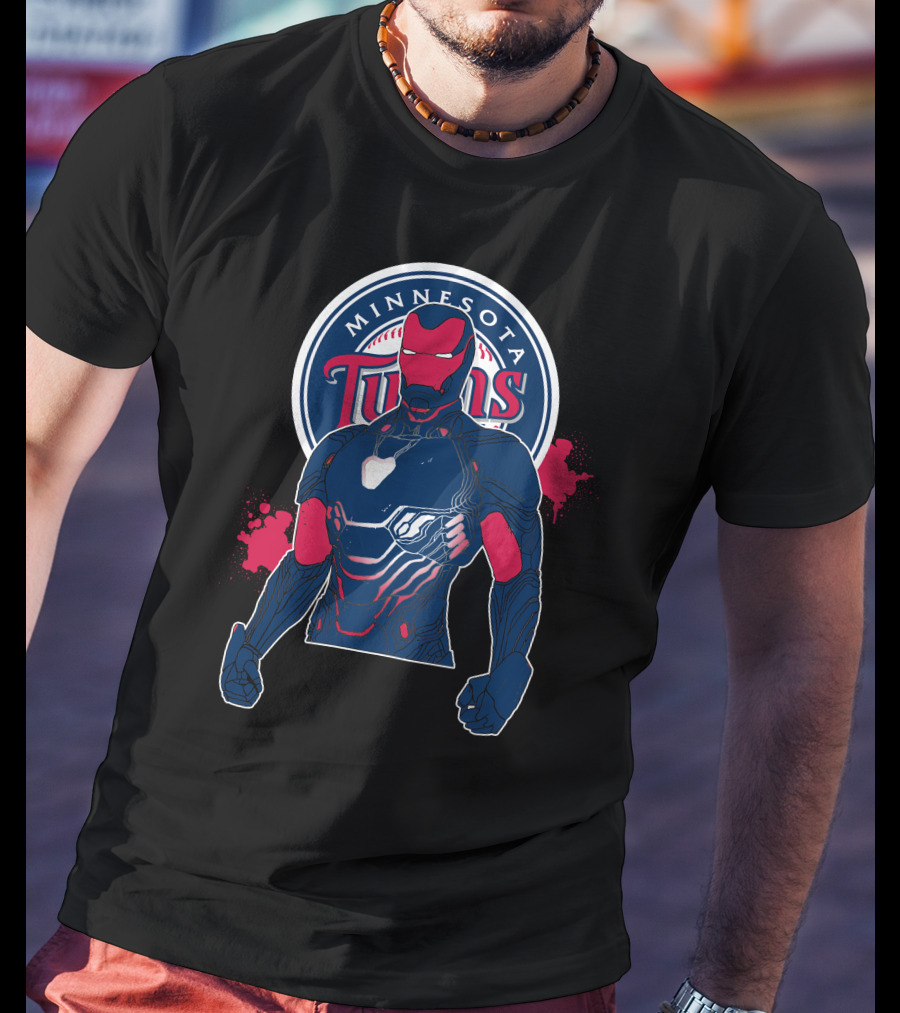 Iron Man Minnesota Twins Collaboration Cross-Over T-Shirt