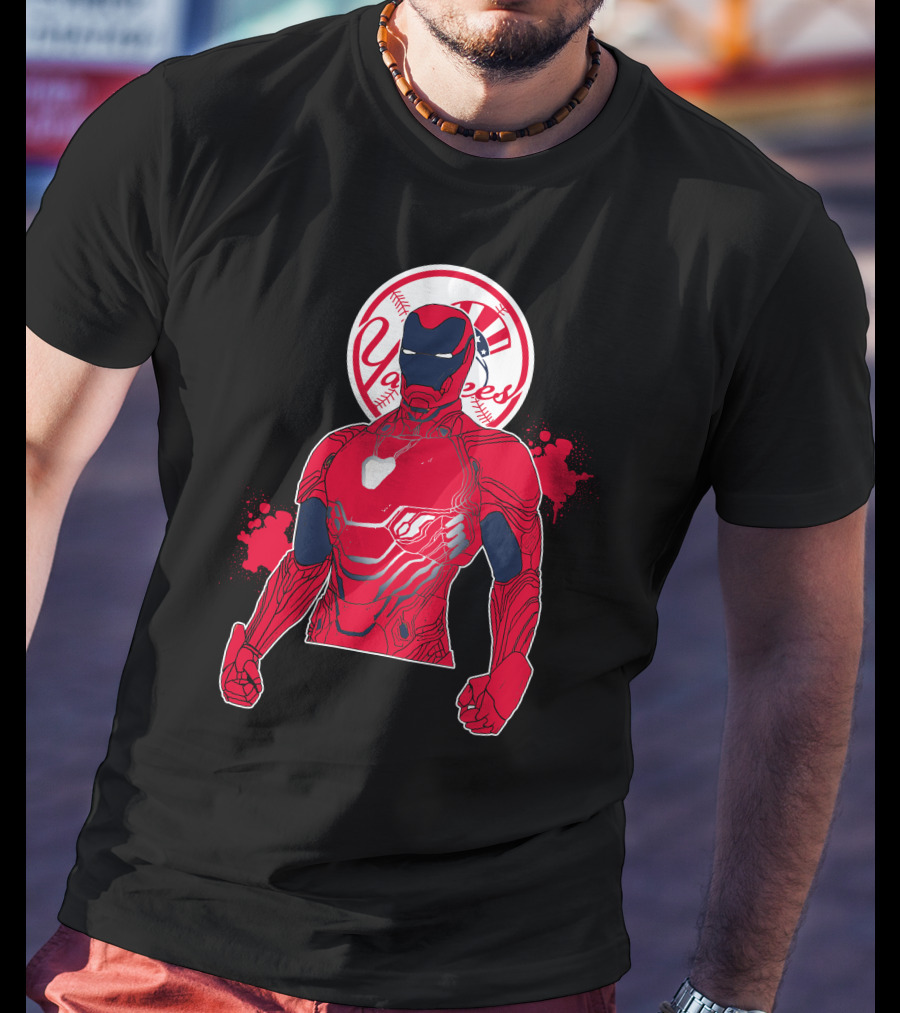 Iron Man New York Yankees Crossover Marvel Avengers Yankees Baseball Theme T-Shirt