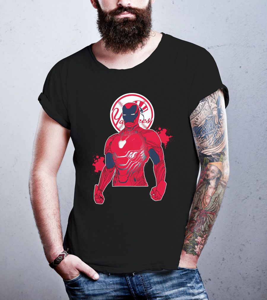 Iron Man New York Yankees Crossover Marvel Avengers Yankees Baseball Theme T-Shirt