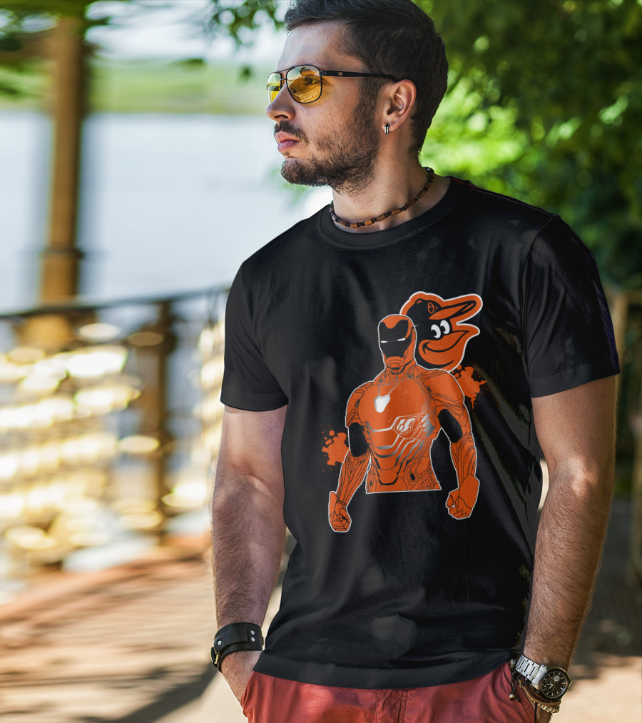 Iron Man And Baltimore Orioles Mashup T-Shirt
