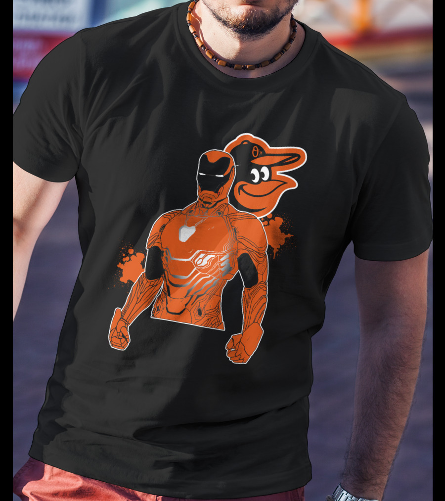 Iron Man And Baltimore Orioles Mashup T-Shirt