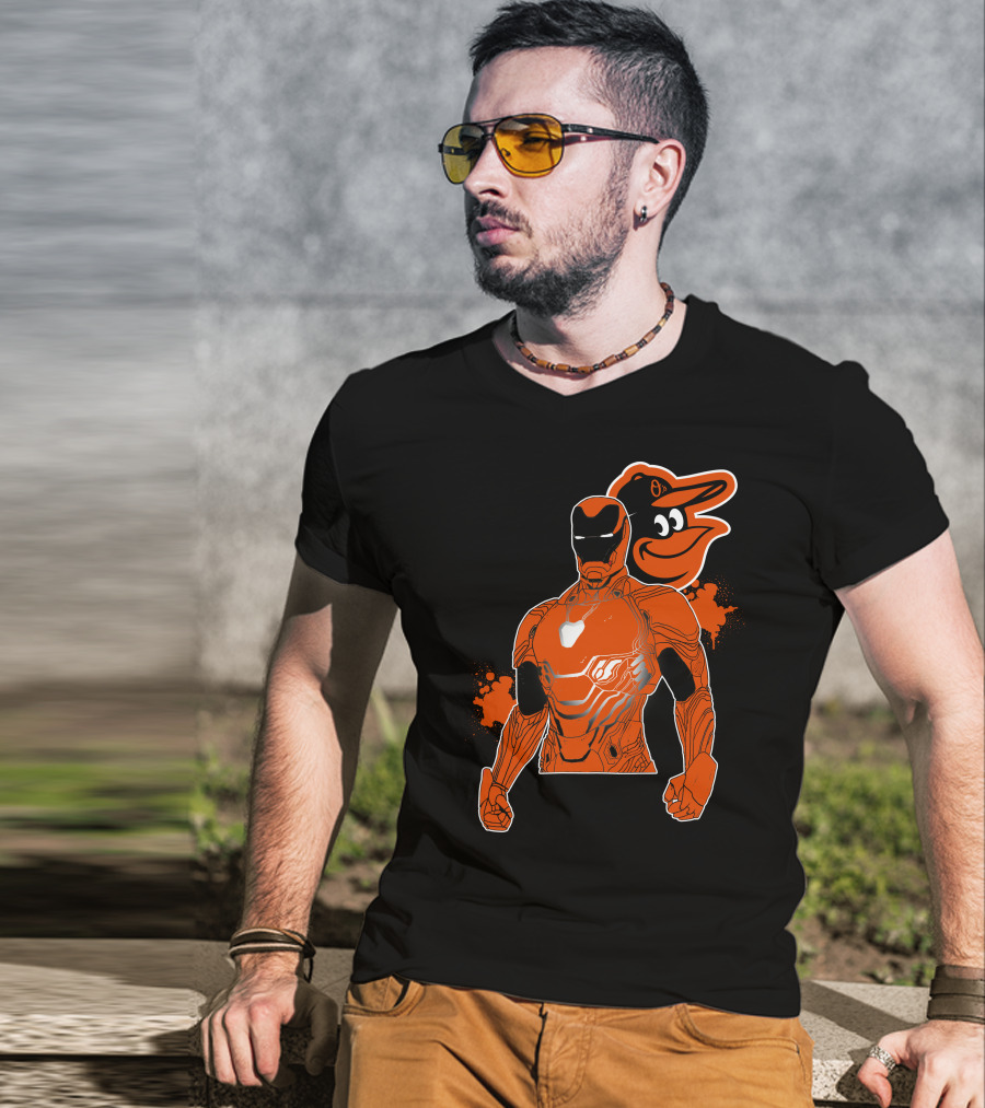 Iron Man And Baltimore Orioles Mashup T-Shirt