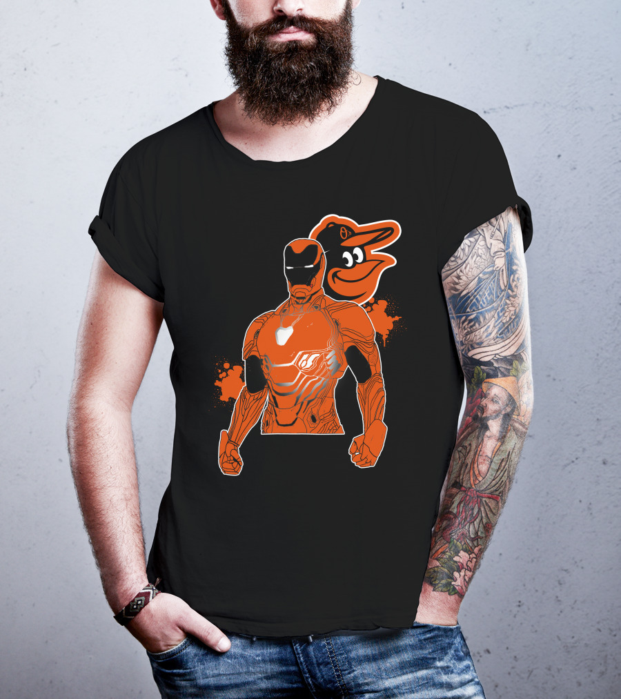 Iron Man And Baltimore Orioles Mashup T-Shirt