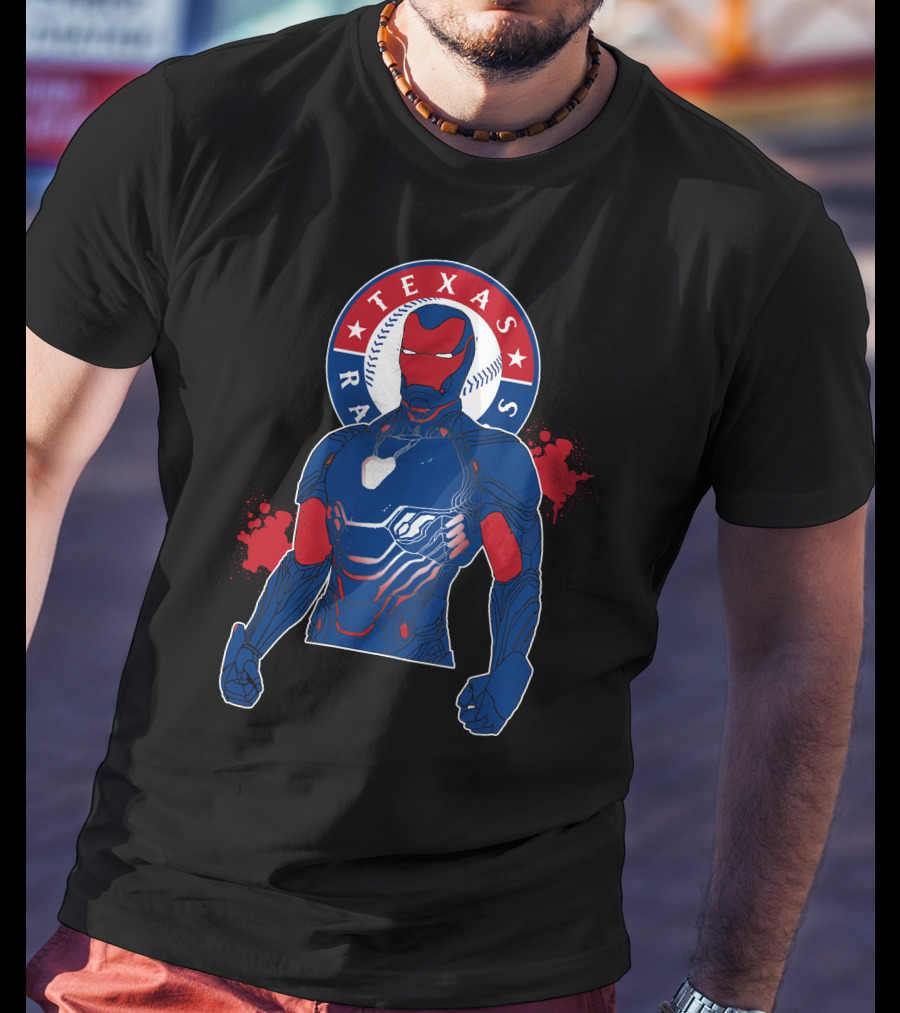 Iron Man Texas Rangers Baseball Fusion T-Shirt