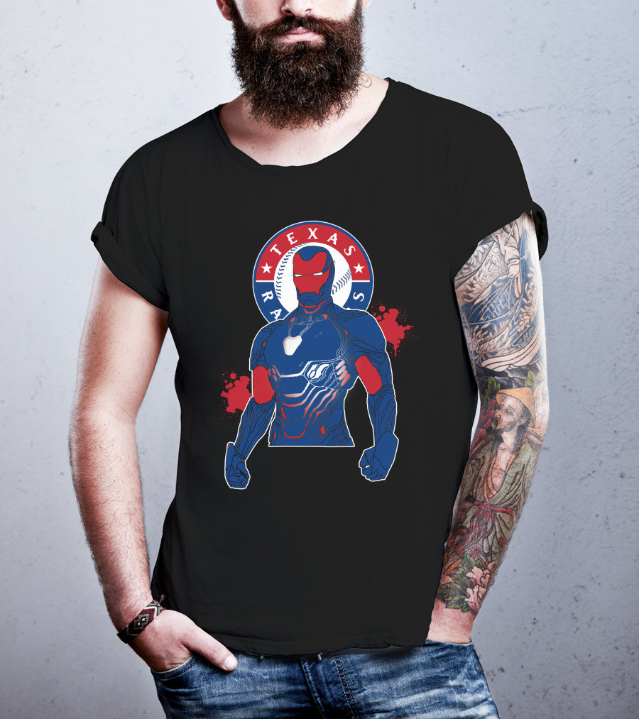 Iron Man Texas Rangers Baseball Fusion T-Shirt