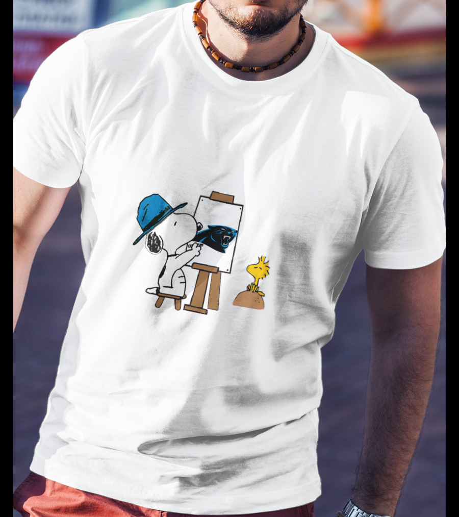 Panthers Painting With Snoopy And Woodstock T-Shirt
