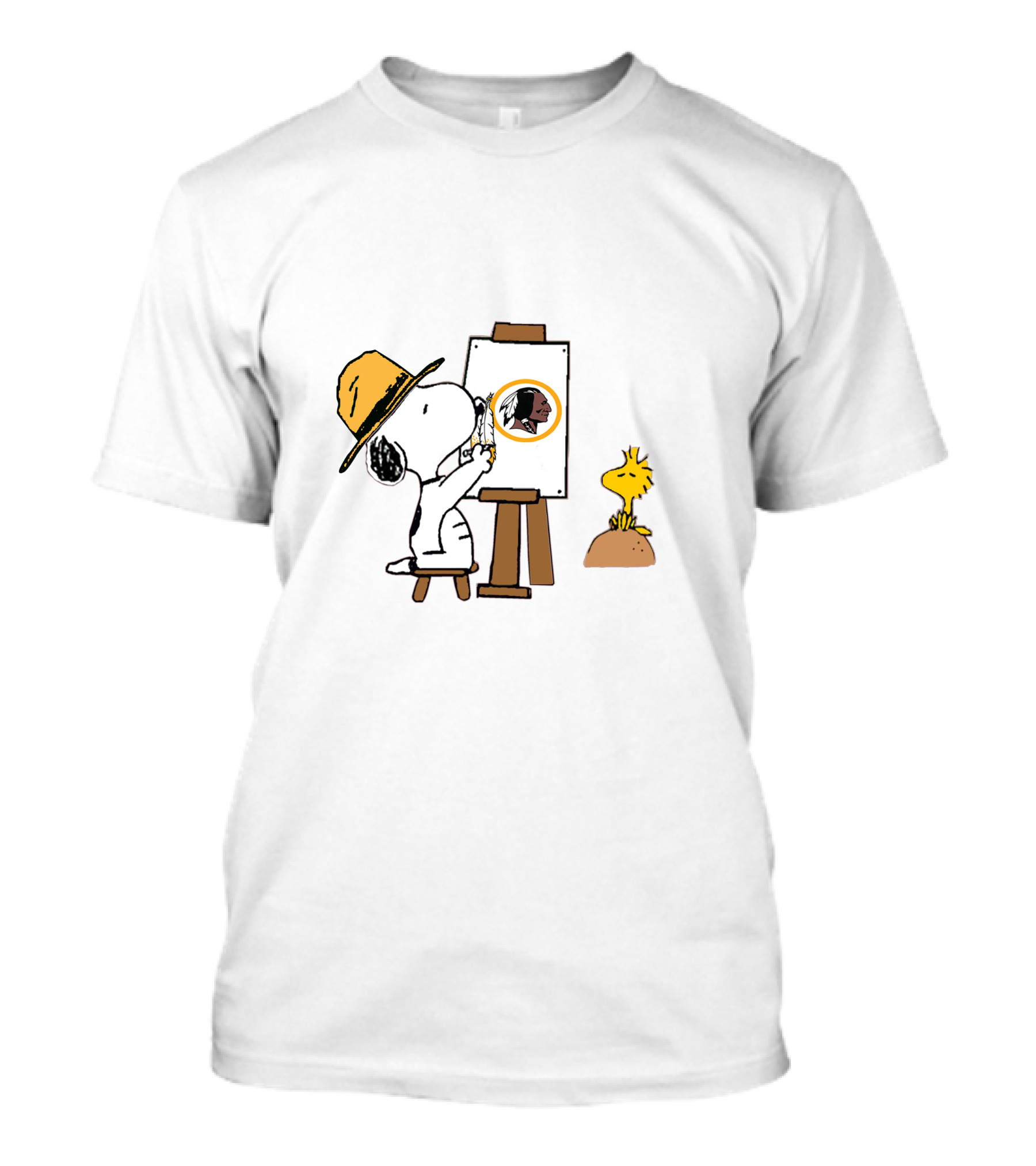 Snoopy Painting Redskins Logo With Woodstock T-Shirt