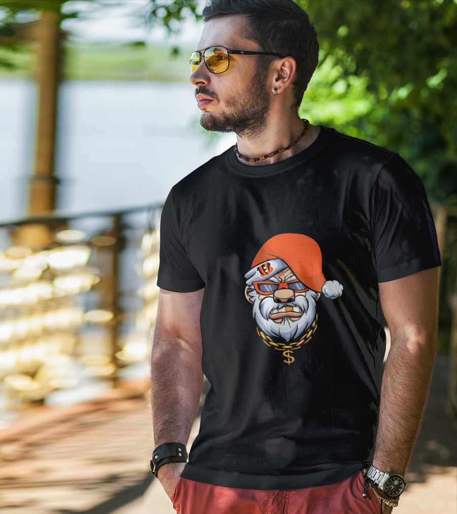 Bengals Santa Cool Shades And Chain T-Shirt