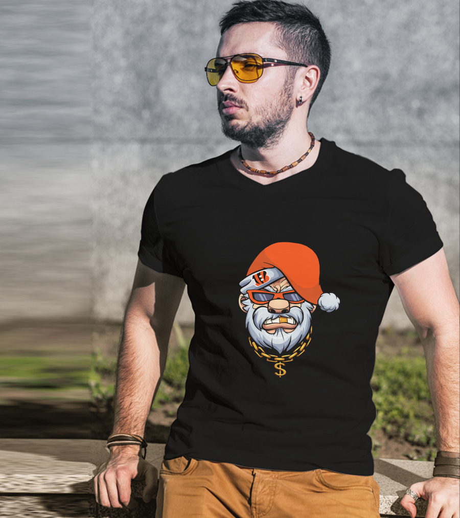Bengals Santa Cool Shades And Chain T-Shirt