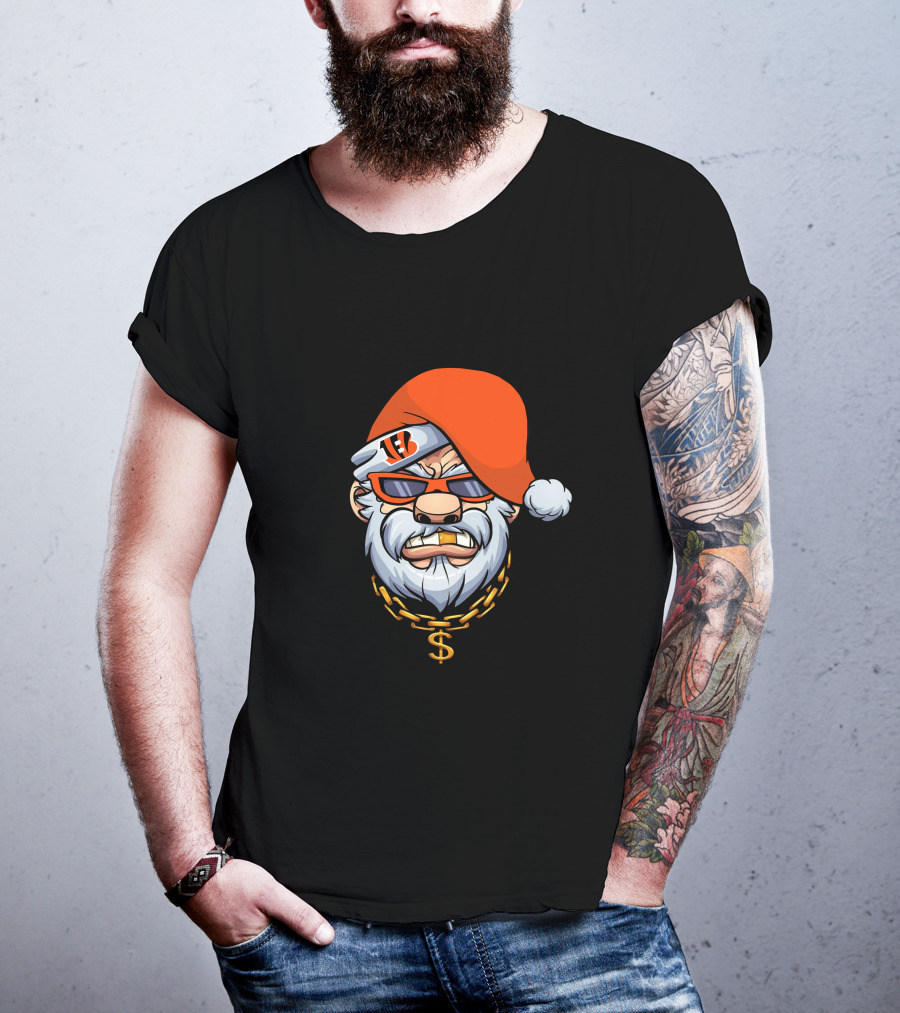 Bengals Santa Cool Shades And Chain T-Shirt