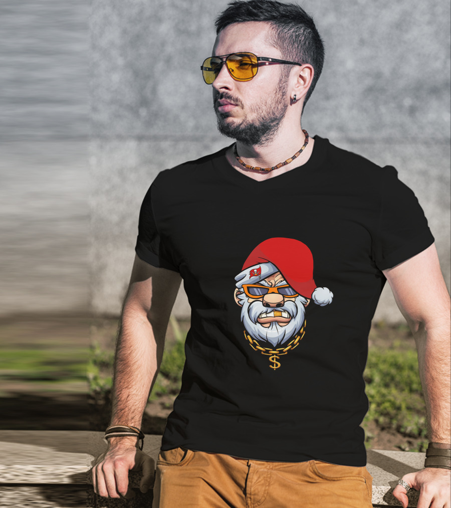 Buccaneers Santa With Gangster Chain And Sunglasses T-Shirt