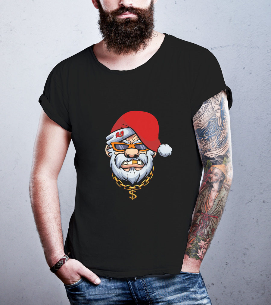 Buccaneers Santa With Gangster Chain And Sunglasses T-Shirt