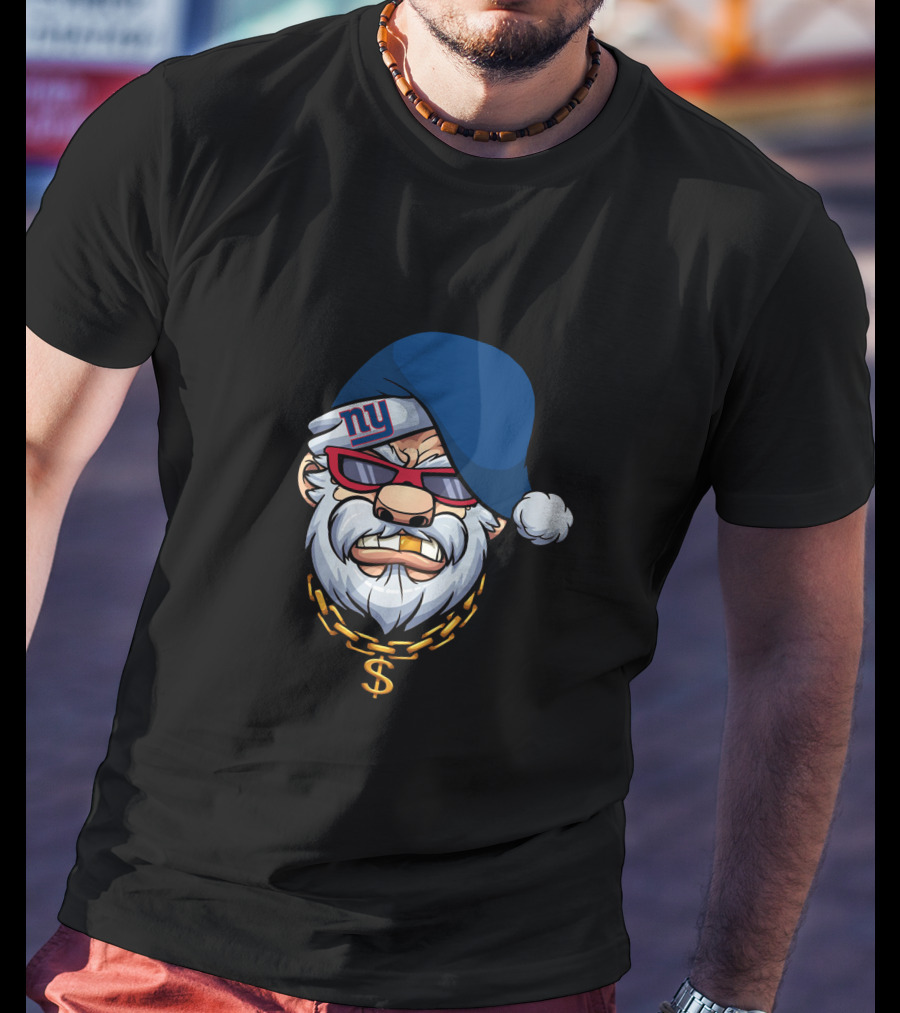 Giants Santa With Gold Chain And Gangster Style T-Shirt