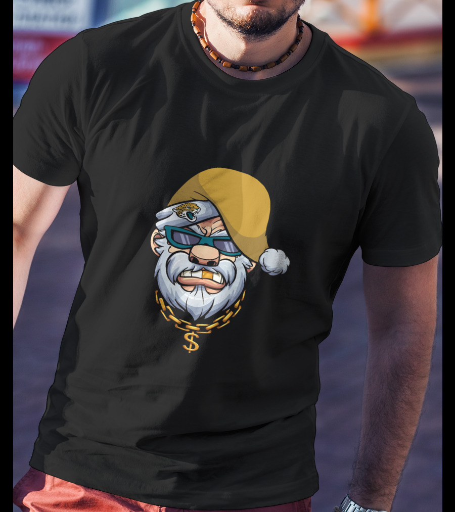Jaguars Gangster Santa Dollar Sign Chain T-Shirt
