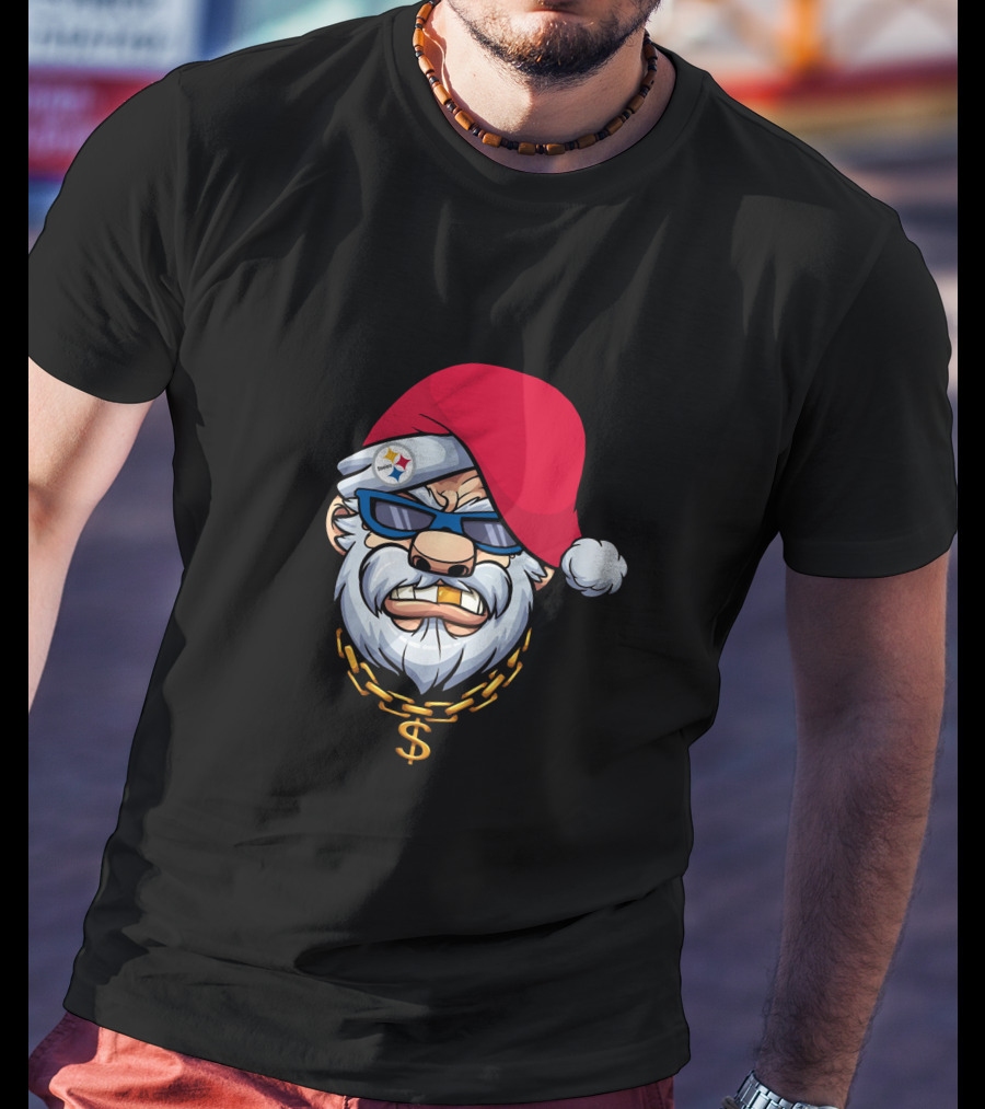 Steelers Gangster Santa Claus With Sunglasses And Gold Chain T-Shirt