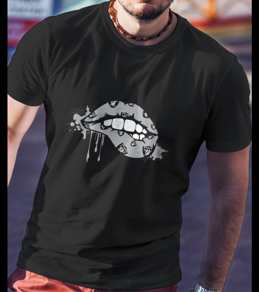 Dripping Lips Raiders Nfl Team T-Shirt