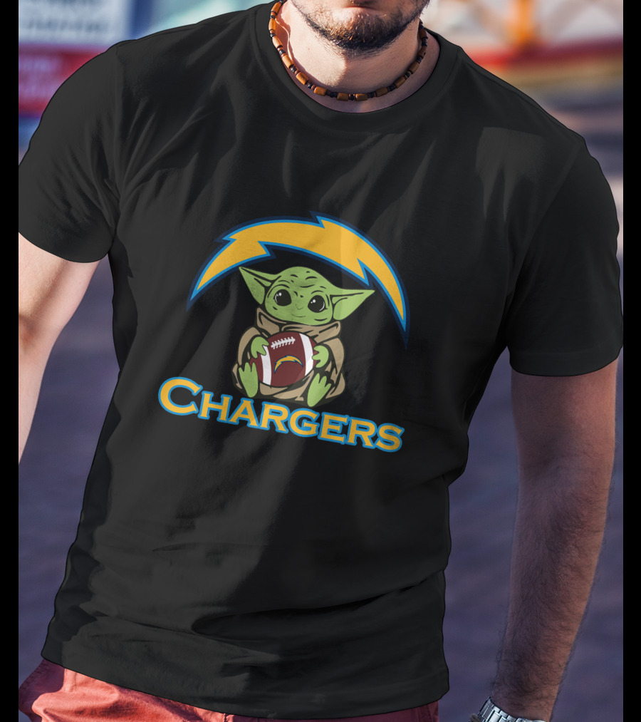 Chargers Baby Yoda Star Wars Football T-Shirt