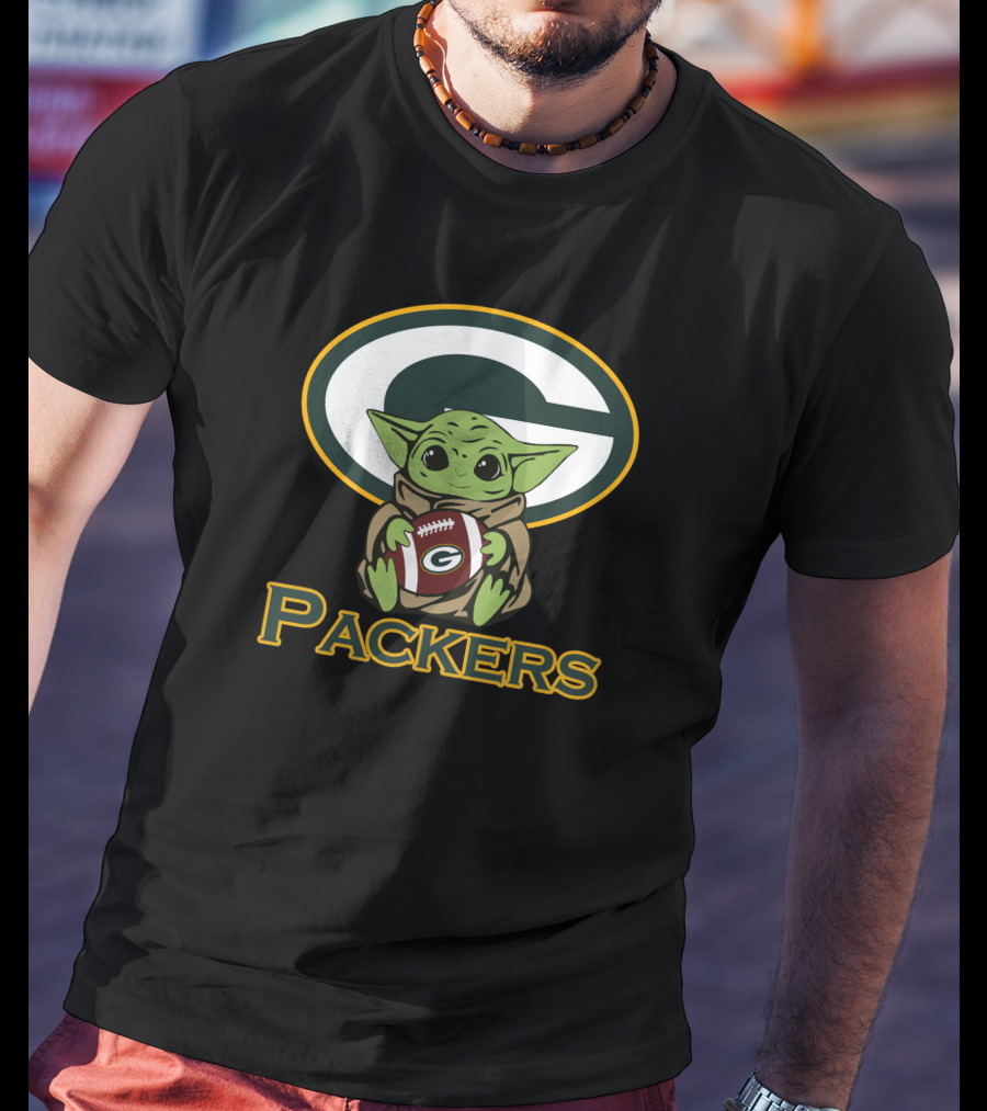 Packers Baby Yoda Star Wars Football Oval T-Shirt