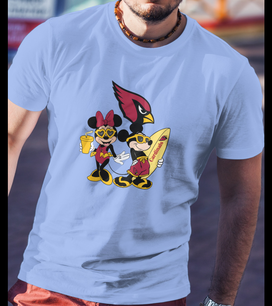 Cardinals Mickey Happy Vacation Surfboarding Fun T-Shirt