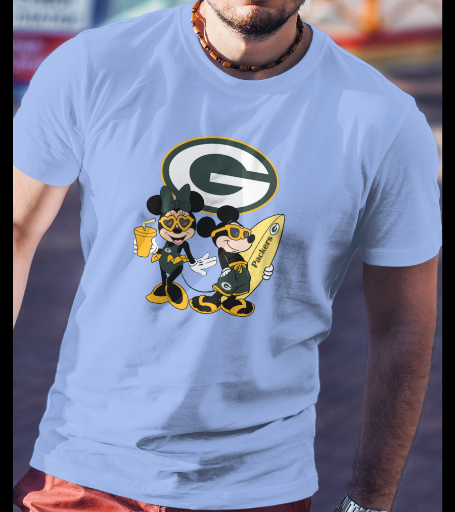 Packers Mickey Minnie Surfing Vacation Fun T-Shirt