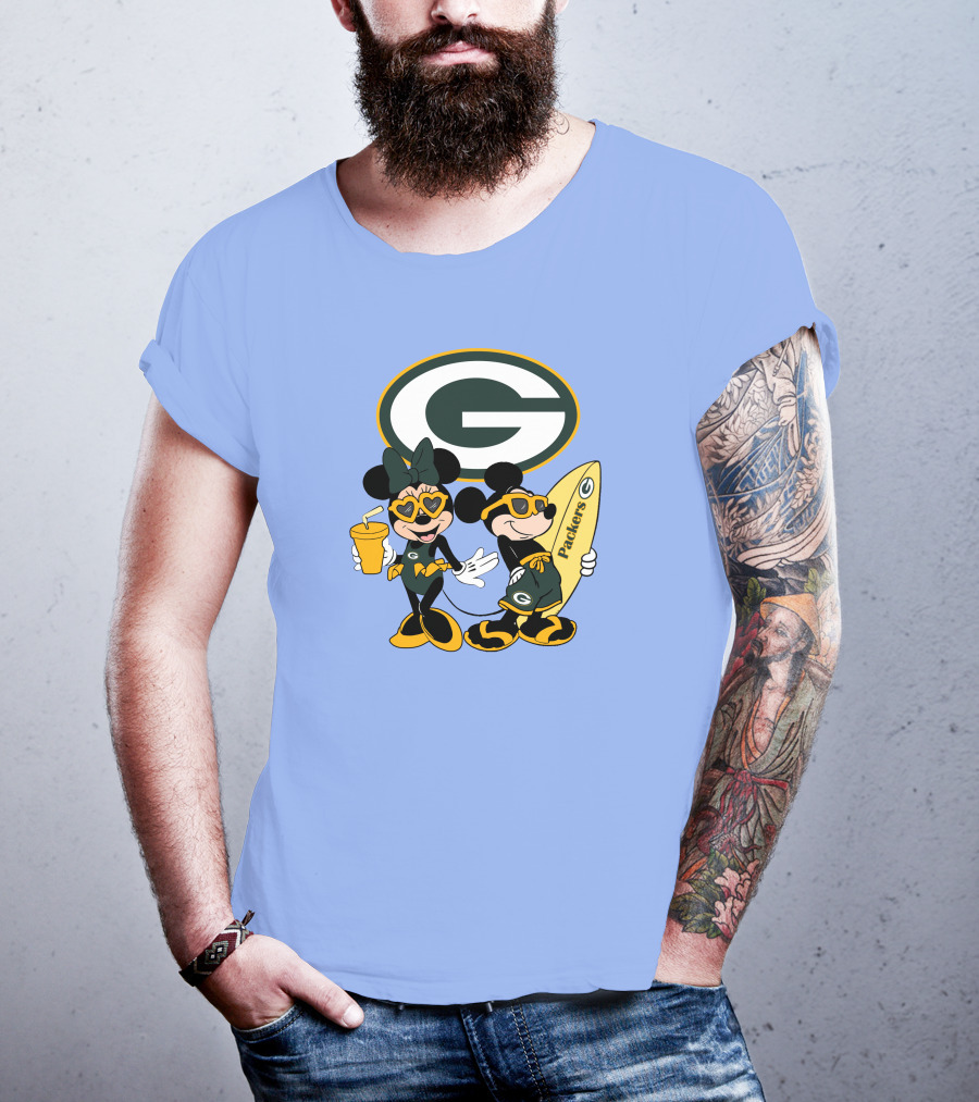Packers Mickey Minnie Surfing Vacation Fun T-Shirt