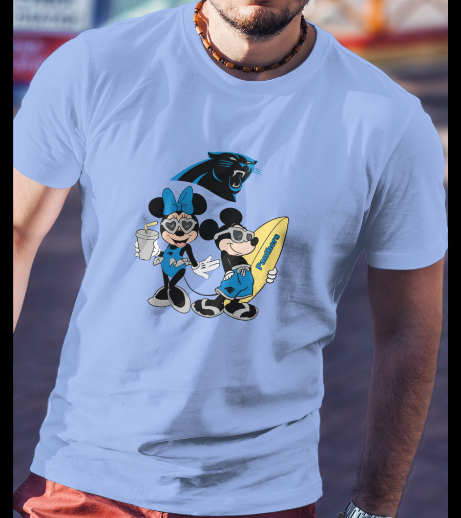 Mickey And Minnie Panthers Surfing Vacation T-Shirt