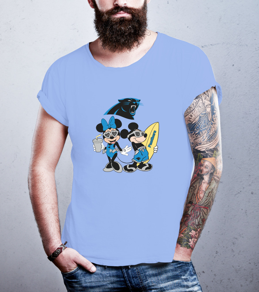 Mickey And Minnie Panthers Surfing Vacation T-Shirt