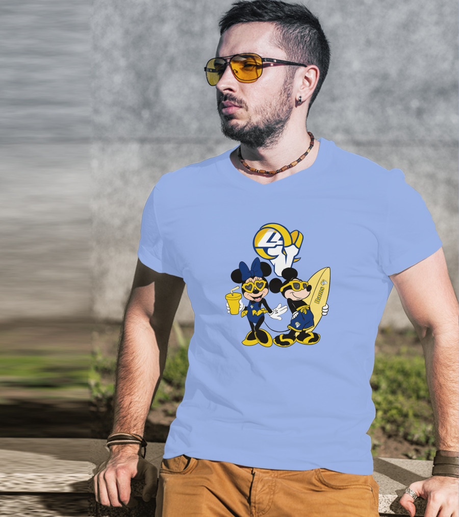 Rams Mickey Happy Vacation Football Surf Adventure T-Shirt