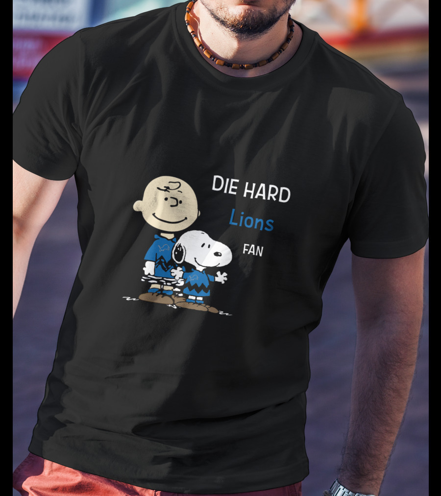 DIE HARD Lions FAN Snoopy Charlie Brown T-Shirt