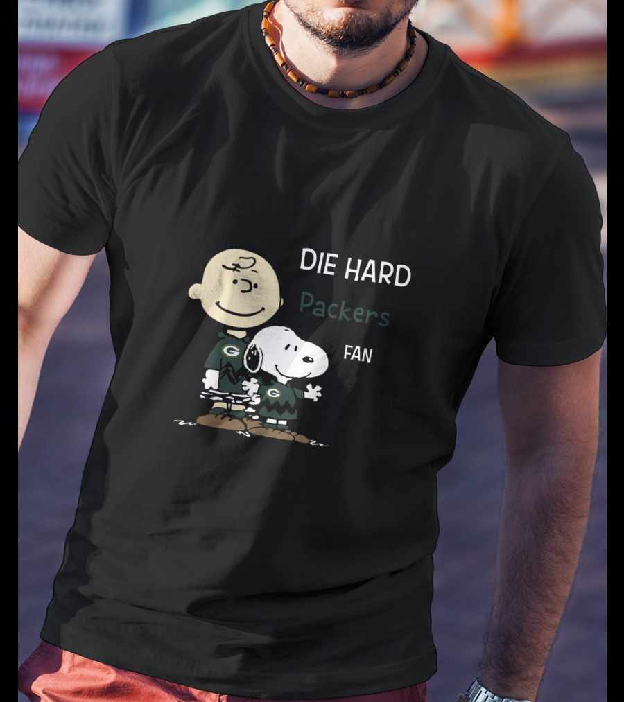 Die Hard Packers Fan Snoopy And Charlie Brown T-Shirt