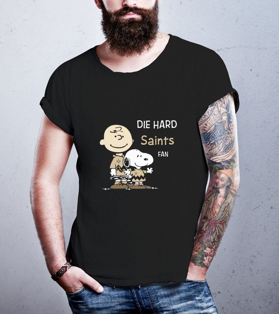 Die Hard Saints Fan Charlie Brown And Snoopy T-Shirt