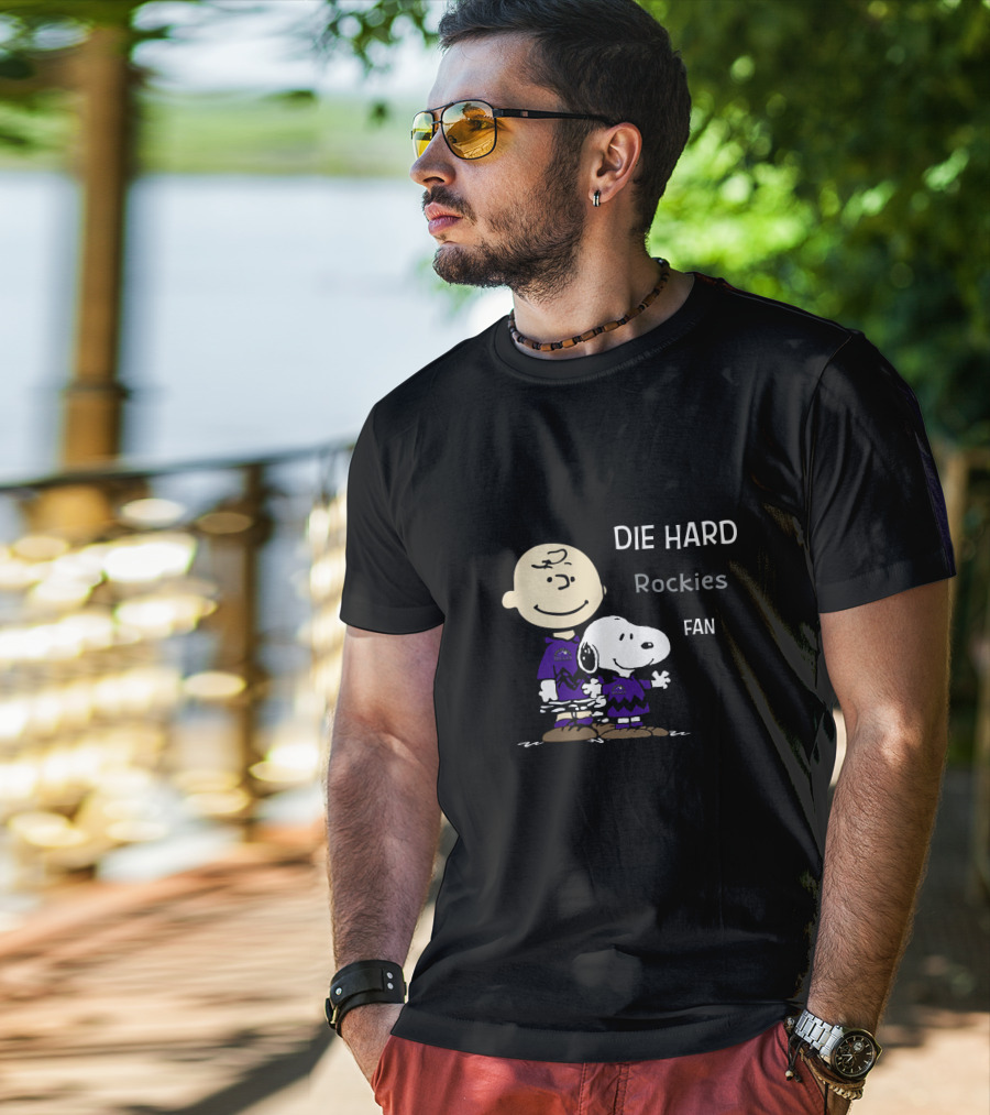 Die Hard Rockies Fan Snoopy And Charlie Brown T-Shirt