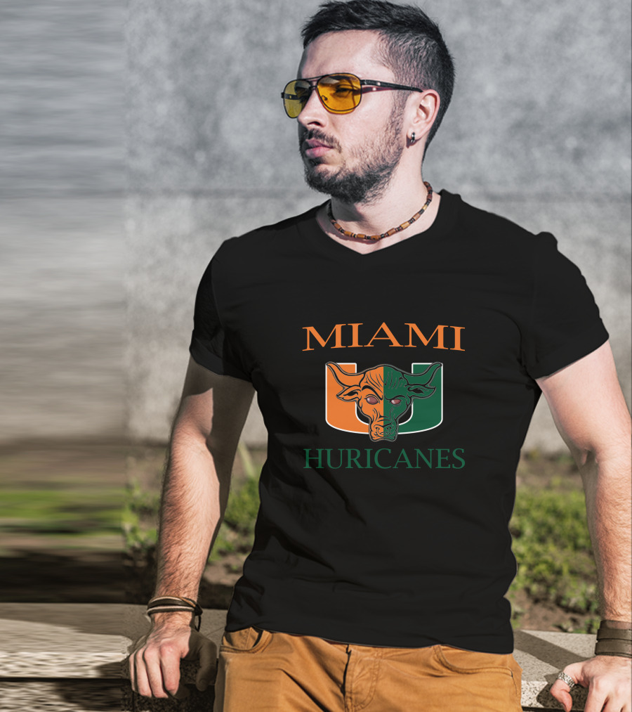 Miami Hurricanes U Logo Bull Head T-Shirt